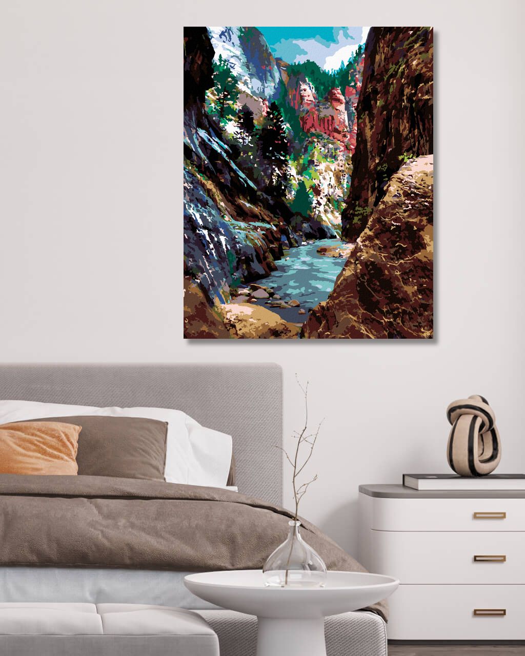 zuty Malování podle čísel - ŘEKA A STROMY V KAŇONU (TED DAVIS) - Rozměr: 40x50 cm, Rámování: Varianta: vypnuté plátno na rám - obrázek 2