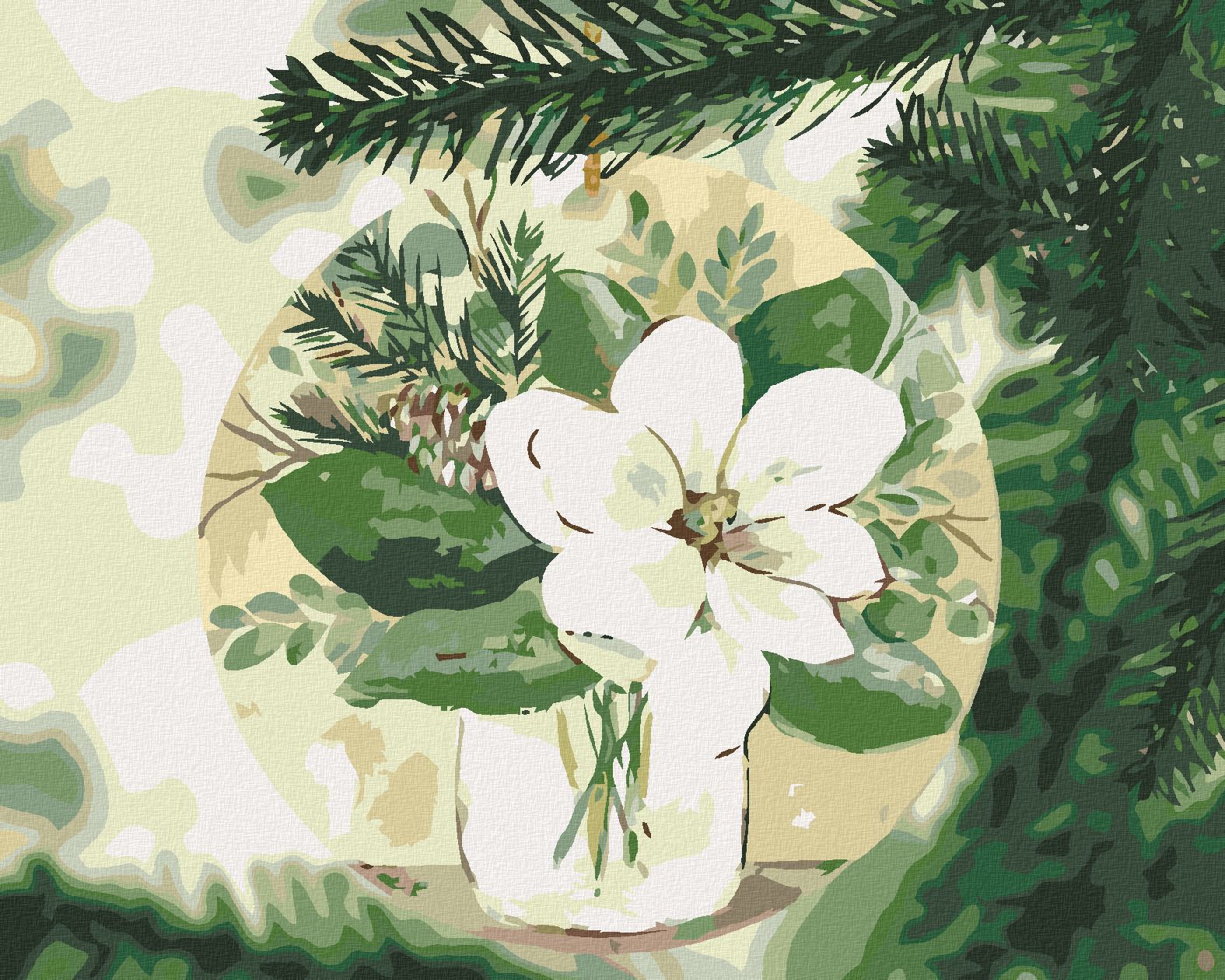 zuty Malování podle čísel - ZIMNÍ MAGNÓLIE NA STROMEČKU (HALEY BUSH) - Rozměr: 40x50 cm, Rámování: Varianta: bez rámu a bez vypnutí plátna - obrázek 1