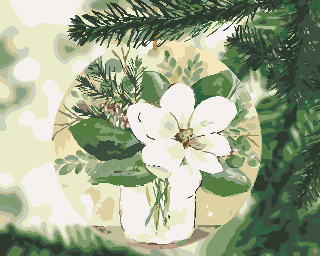 zuty Malování podle čísel - ZIMNÍ MAGNÓLIE NA STROMEČKU (HALEY BUSH) - Rozměr: 40x50 cm, Rámování: Varianta: bez rámu a bez vypnutí plátna - obrázek 2