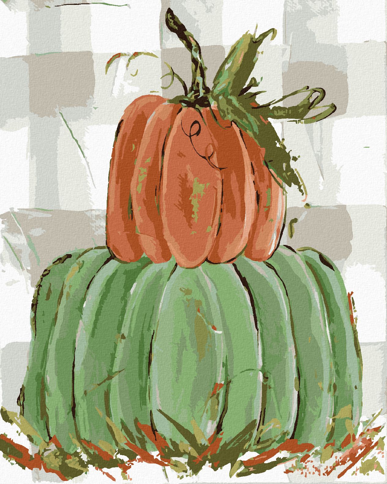 zuty Malování podle čísel - ZELENÁ A ORANŽOVÁ DÝNĚ (HALEY BUSH) - Rozměr: 40x50 cm, Rámování: Varianta: bez rámu a bez vypnutí plátna - obrázek 1