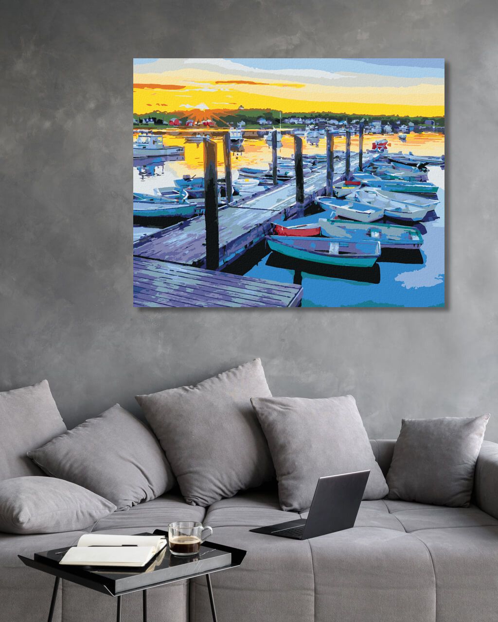 zuty Malování podle čísel - PŘÍSTAV A ZÁPAD SLUNCE (TED DAVIS) - Rozměr: 40x50 cm, Rámování: Varianta: bez rámu a bez vypnutí plátna - obrázek 10