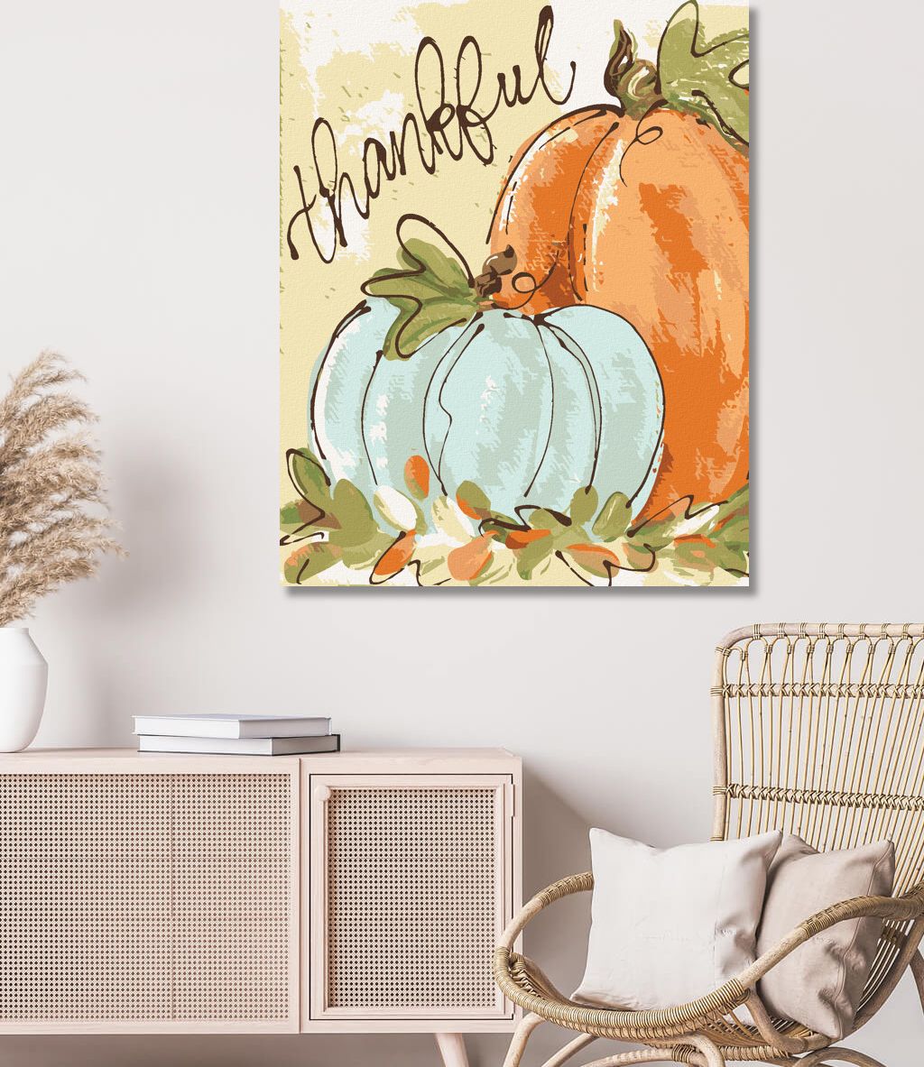 zuty Malování podle čísel - MODRÁ A ORANŽOVÁ DÝNĚ (HALEY BUSH) - Rozměr: 40x50 cm, Rámování: Varianta: vypnuté plátno na rám - obrázek 3