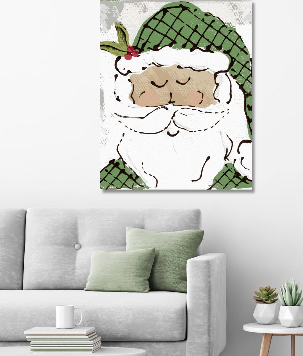 zuty Malování podle čísel - SANTA SE ZELENOU ČEPICÍ (HALEY BUSH) - Rozměr: 40x50 cm, Rámování: Varianta: bez rámu a bez vypnutí plátna - obrázek 8