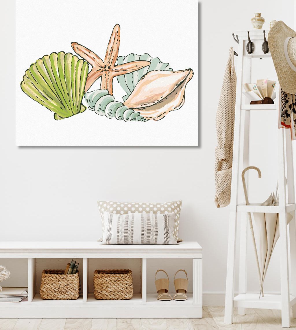 zuty Malování podle čísel - MOŘSKE MUŠLE A HVĚZDICE (HALEY BUSH) - Rozměr: 40x50 cm, Rámování: Varianta: bez rámu a bez vypnutí plátna - obrázek 2