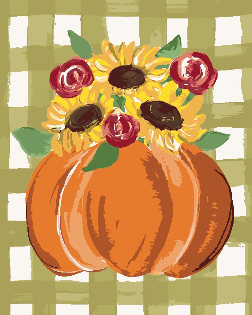 zuty Malování podle čísel - ORANŽOVÁ DÝNĚ A SLUNEČNICE GINGHAM (HALEY BUSH) - Rozměr: 40x50 cm, Rámování: Varianta: vypnuté plátno na rám - obrázek 10