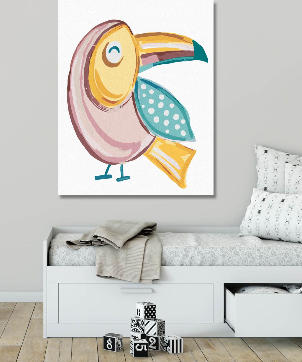 zuty Malování podle čísel - RŮŽOVÝ TUKAN (HALEY BUSH) - Rozměr: 40x50 cm, Rámování: Varianta: vypnuté plátno na rám - obrázek 8