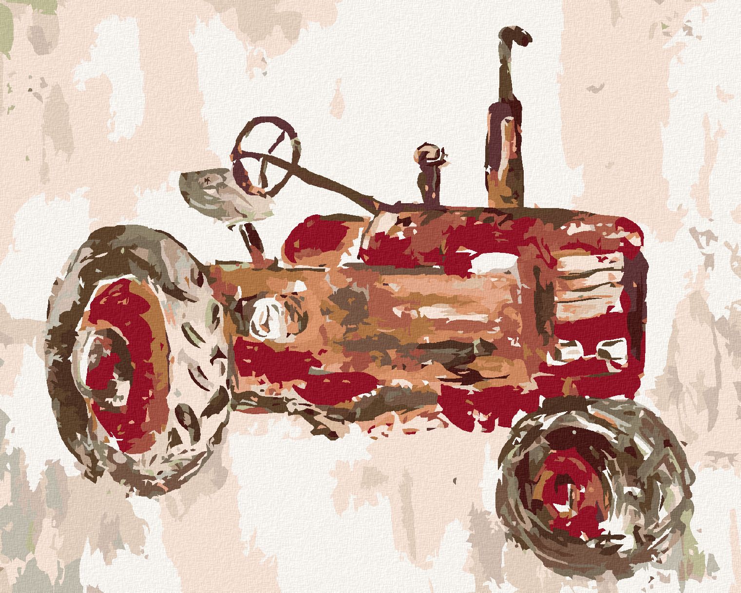 zuty Malování podle čísel - ČERVENÝ TRAKTOR (HALEY BUSH) - Rozměr: 40x50 cm, Rámování: Varianta: vypnuté plátno na rám - obrázek 1