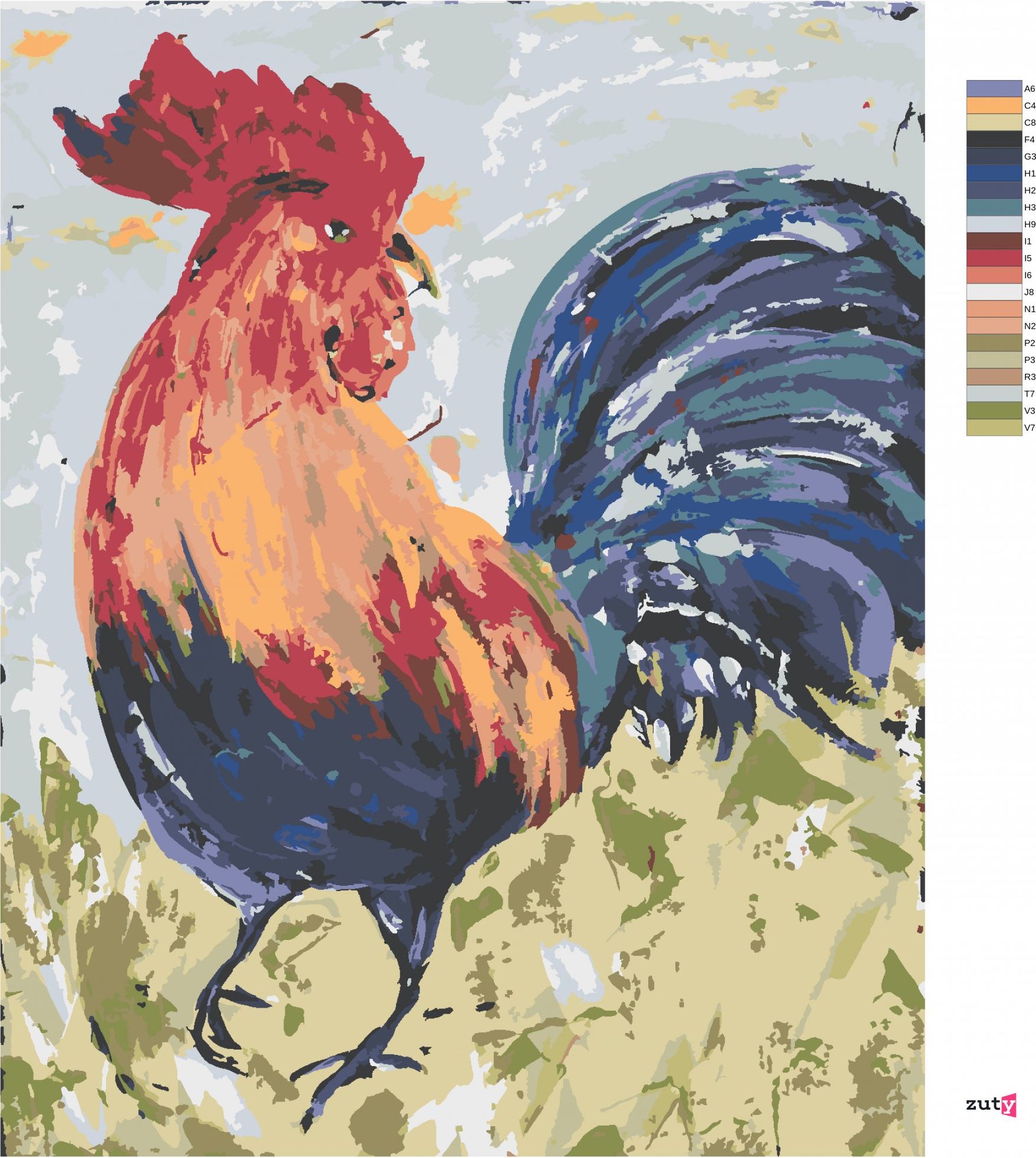 zuty Malování podle čísel - KOHOUT I (HALEY BUSH) - Rozměr: 40x50 cm, Rámování: Varianta: vypnuté plátno na rám - obrázek 2