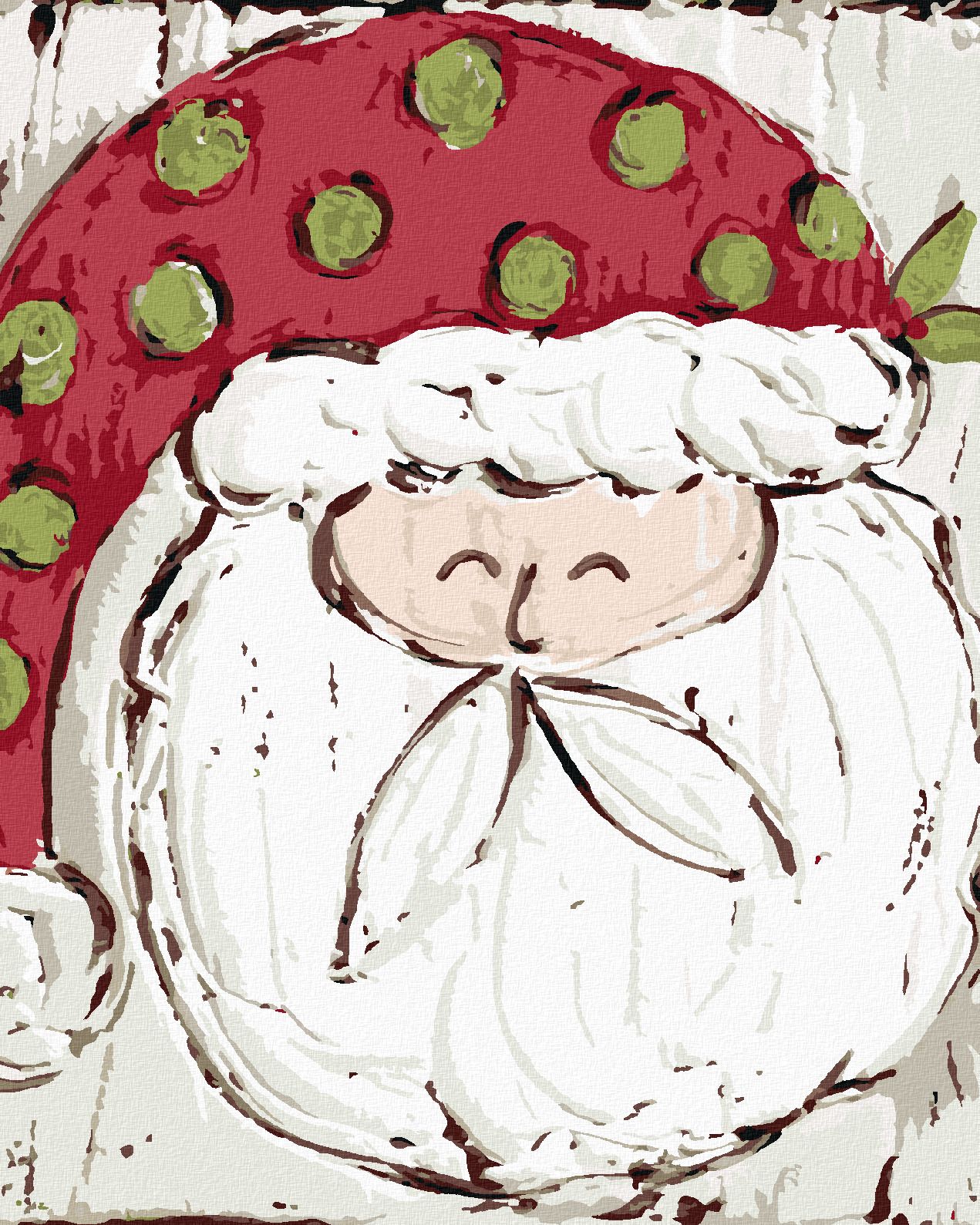 zuty Malování podle čísel - SANTA S PUNTÍKOVANOU ČEPICÍ (HALEY BUSH) - Rozměr: 40x50 cm, Rámování: Varianta: bez rámu a bez vypnutí plátna - obrázek 1