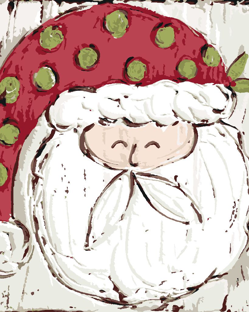 zuty Malování podle čísel - SANTA S PUNTÍKOVANOU ČEPICÍ (HALEY BUSH) - Rozměr: 40x50 cm, Rámování: Varianta: bez rámu a bez vypnutí plátna - obrázek 2