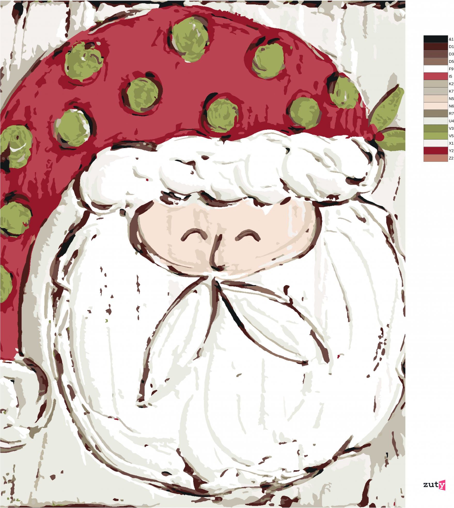 zuty Malování podle čísel - SANTA S PUNTÍKOVANOU ČEPICÍ (HALEY BUSH) - Rozměr: 40x50 cm, Rámování: Varianta: bez rámu a bez vypnutí plátna - obrázek 5