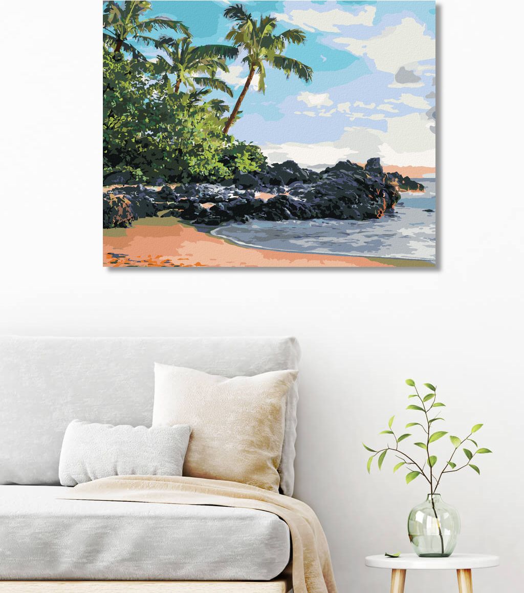 zuty Malování podle čísel - POBŘEŽÍ, PALMY A ZÁPAD SLUNCE (TED DAVIS) - Rozměr: 40x50 cm, Rámování: Varianta: bez rámu a bez vypnutí plátna - obrázek 8