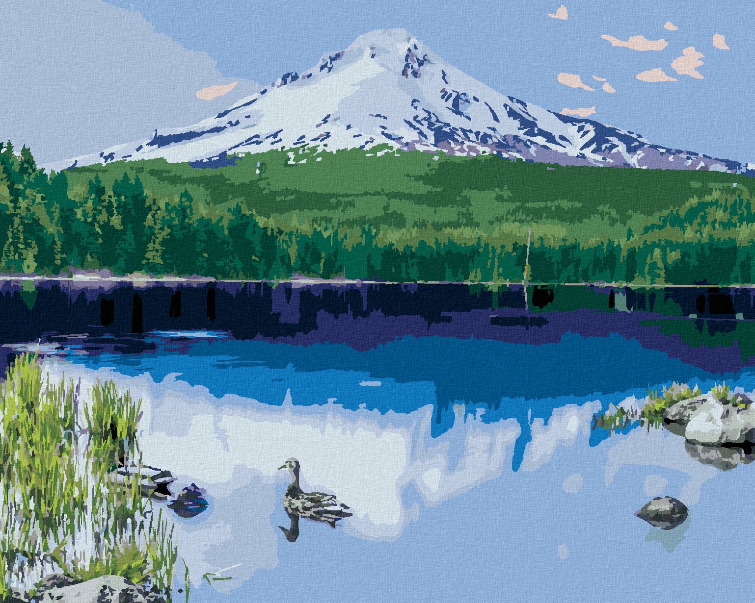zuty Malování podle čísel - JEZERO A ZASNĚŽENÁ HORA (TED DAVIS) - Rozměr: 40x50 cm, Rámování: Varianta: vypnuté plátno na rám - obrázek 1