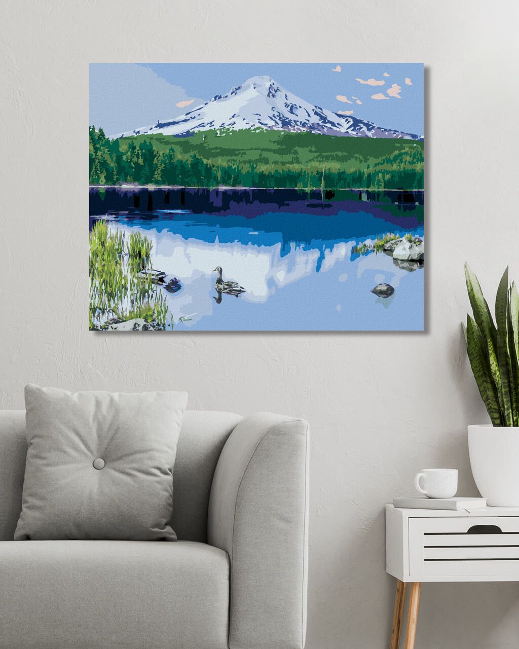 zuty Malování podle čísel - JEZERO A ZASNĚŽENÁ HORA (TED DAVIS) - Rozměr: 40x50 cm, Rámování: Varianta: vypnuté plátno na rám - obrázek 2