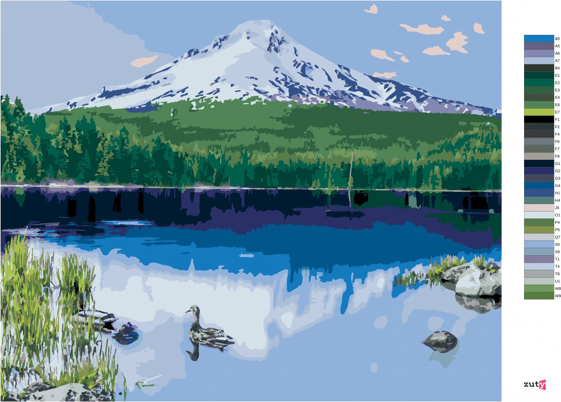 zuty Malování podle čísel - JEZERO A ZASNĚŽENÁ HORA (TED DAVIS) - Rozměr: 40x50 cm, Rámování: Varianta: vypnuté plátno na rám - obrázek 6