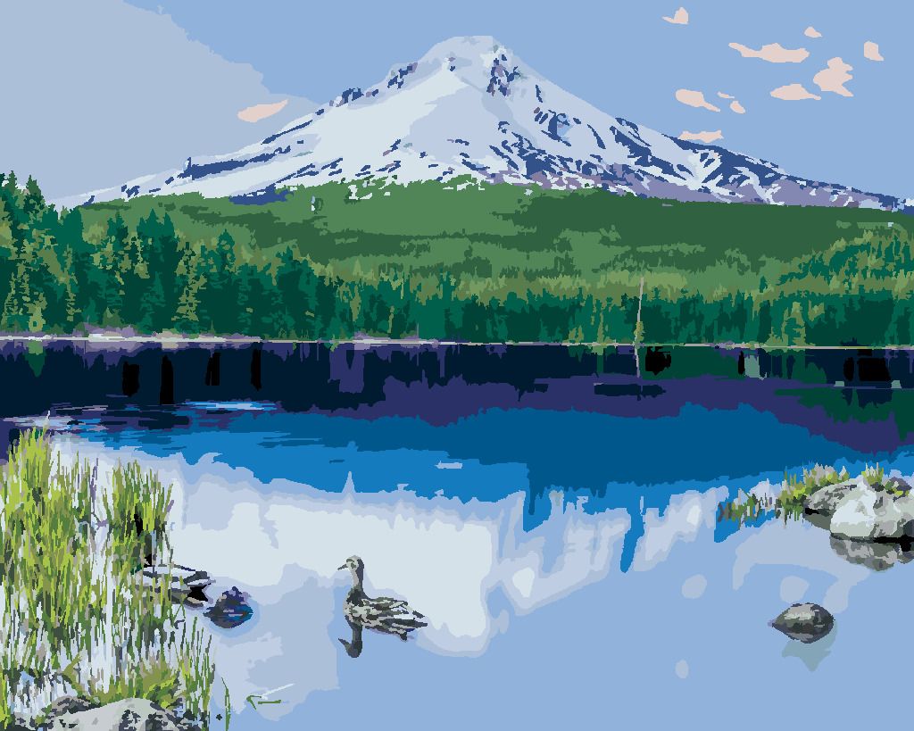 zuty Malování podle čísel - JEZERO A ZASNĚŽENÁ HORA (TED DAVIS) - Rozměr: 40x50 cm, Rámování: Varianta: vypnuté plátno na rám - obrázek 10