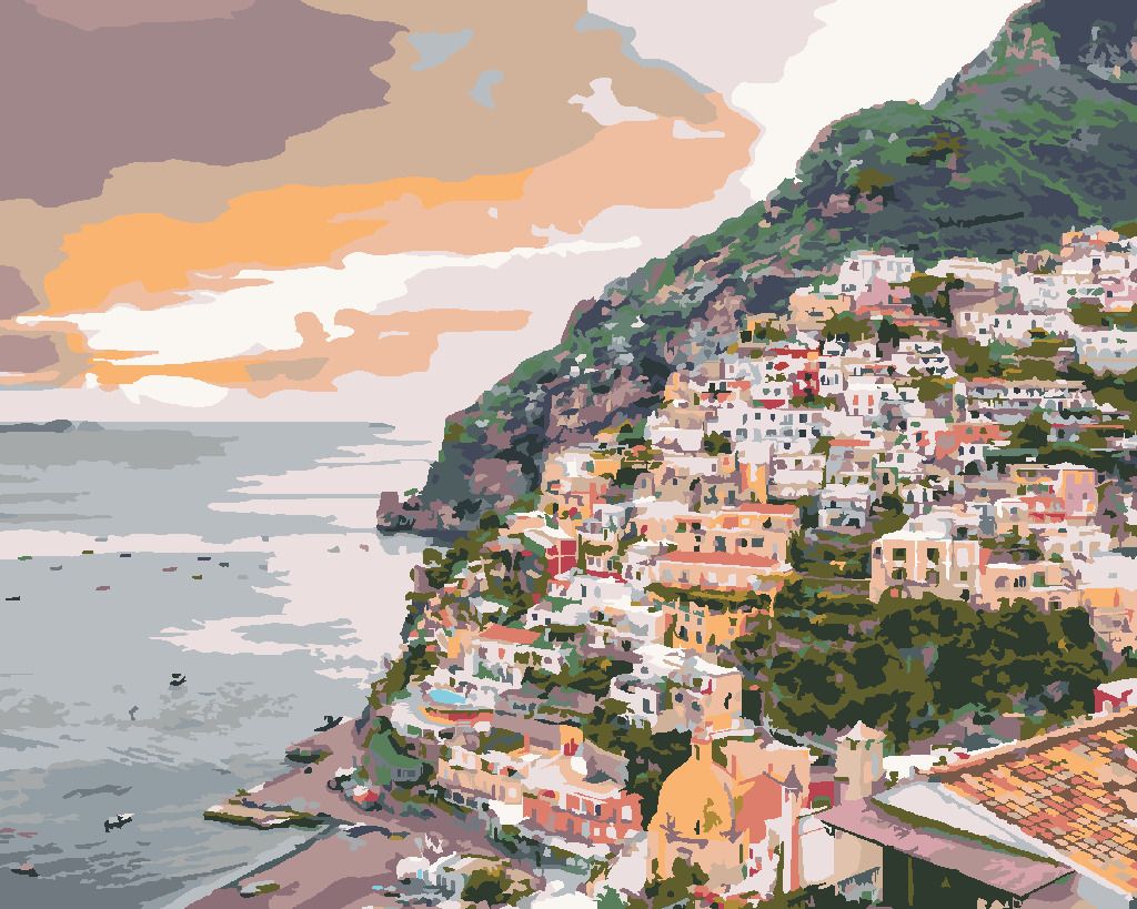 zuty Malování podle čísel - POSITANO ITÁLIE (TED DAVIS) - Rozměr: 40x50 cm, Rámování: Varianta: vypnuté plátno na rám - obrázek 8