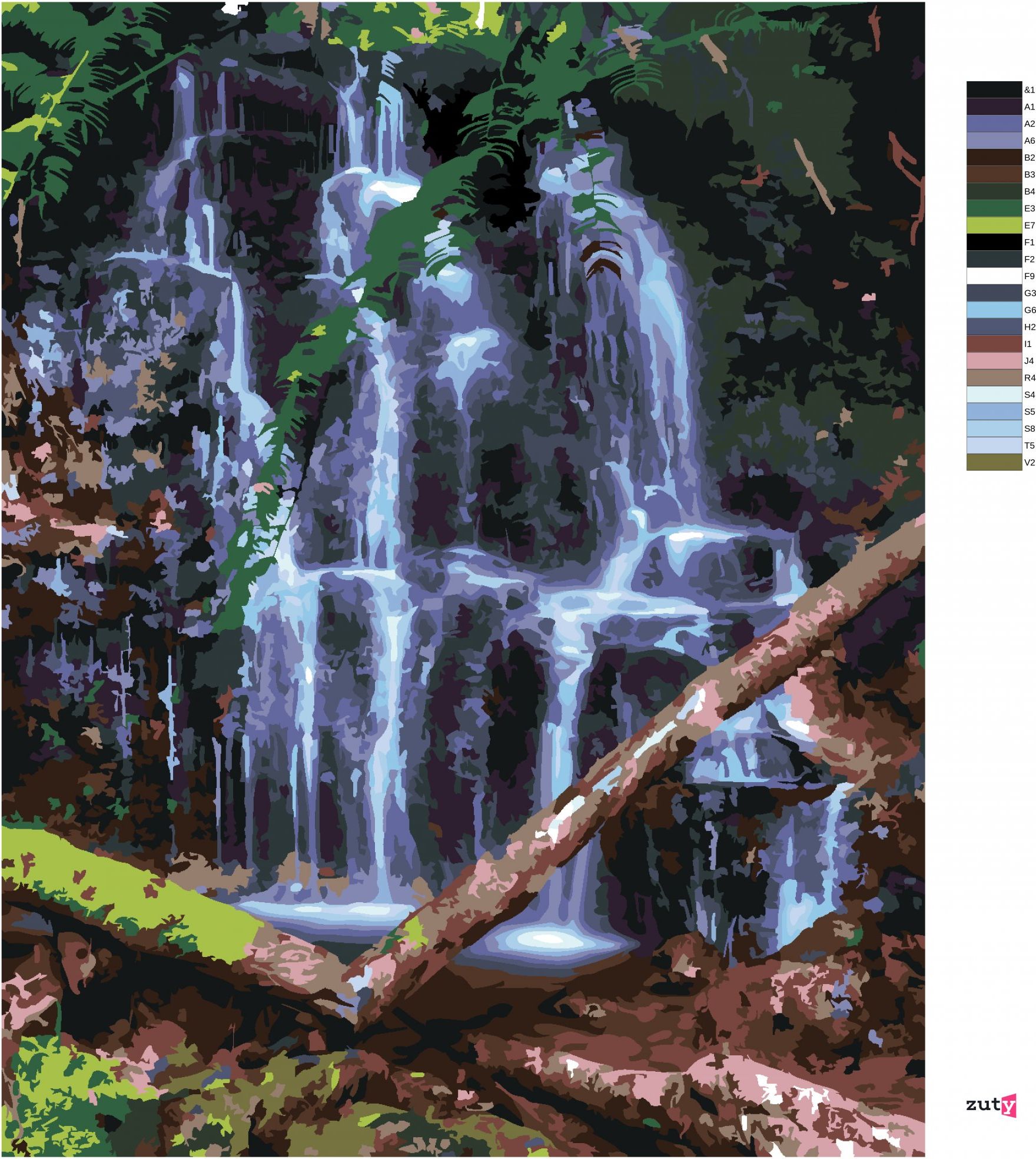 zuty Malování podle čísel - VODOPÁD, HAVAJ (TED DAVIS) - Rozměr: 40x50 cm, Rámování: Varianta: bez rámu a bez vypnutí plátna - obrázek 9