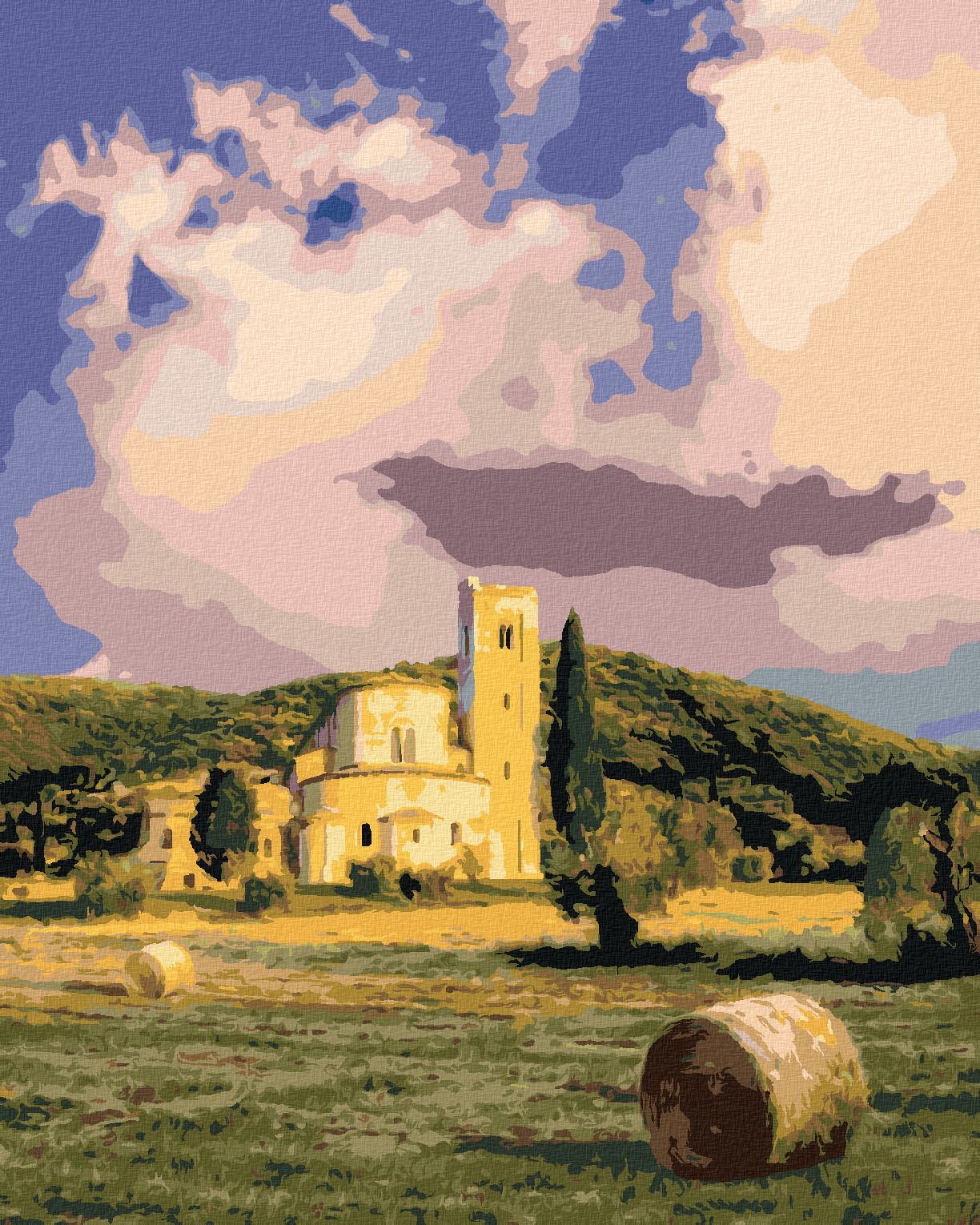 zuty Malování podle čísel - KLÁŠTER SANT ANTIMO, ITÁLIE (TED DAVIS) - Rozměr: 40x50 cm, Rámování: Varianta: vypnuté plátno na rám - obrázek 1