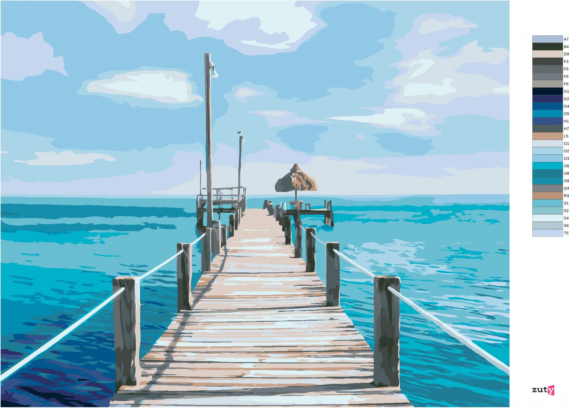 zuty Malování podle čísel - MOLO A MOŘE (TED DAVIS) - Rozměr: 40x50 cm, Rámování: Varianta: vypnuté plátno na rám - obrázek 4