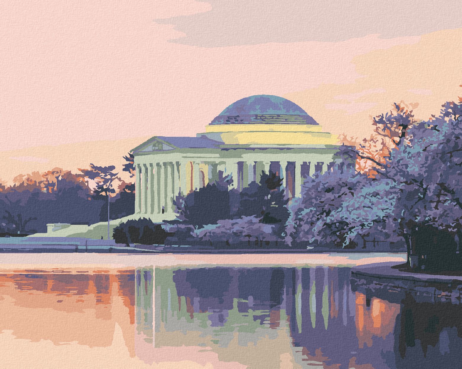 zuty Malování podle čísel - JEFFERSONŮV PAMÁTNÍK, USA (TED DAVIS) - Rozměr: 40x50 cm, Rámování: Varianta: bez rámu a bez vypnutí plátna - obrázek 1