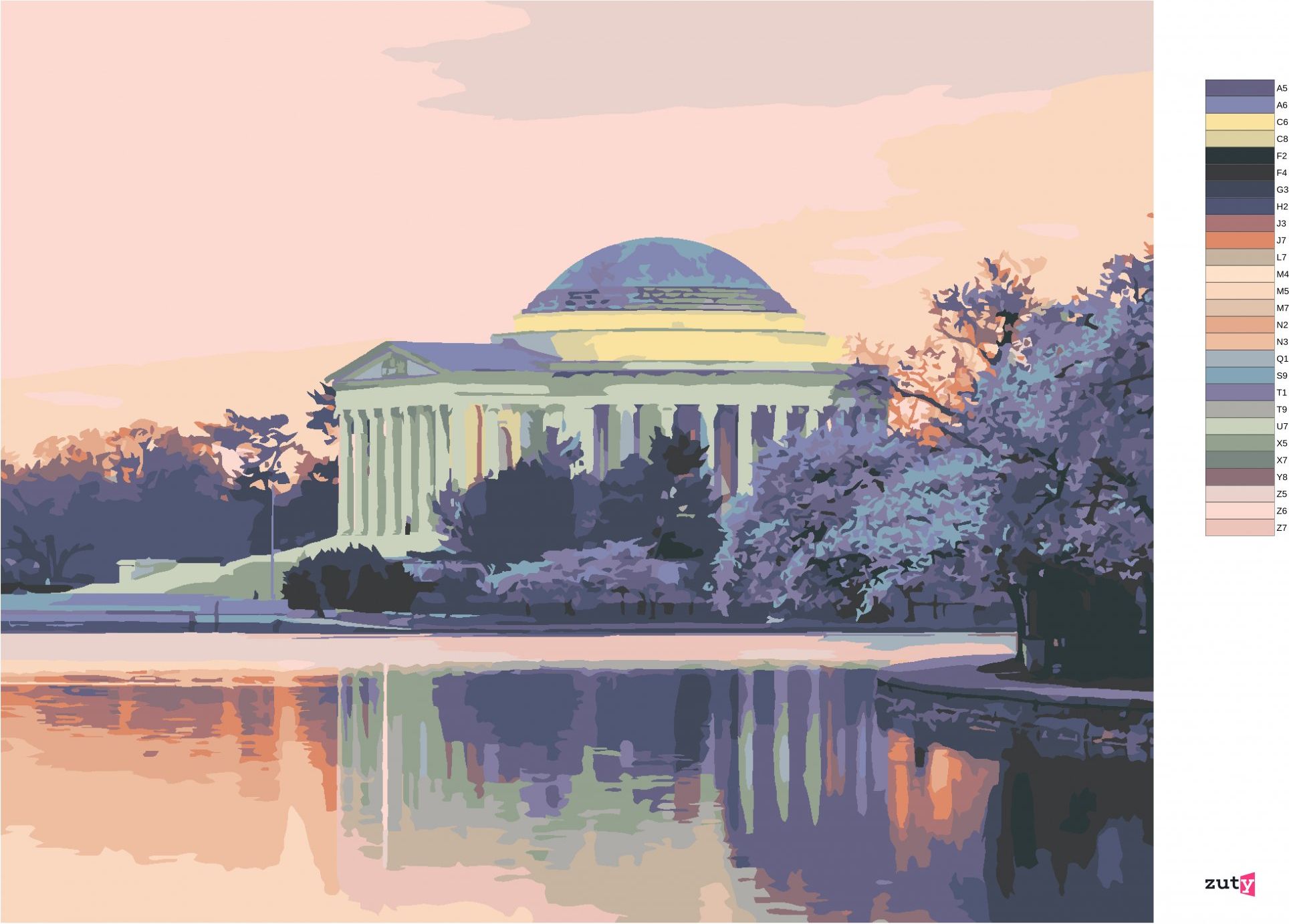 zuty Malování podle čísel - JEFFERSONŮV PAMÁTNÍK, USA (TED DAVIS) - Rozměr: 40x50 cm, Rámování: Varianta: vypnuté plátno na rám - obrázek 7