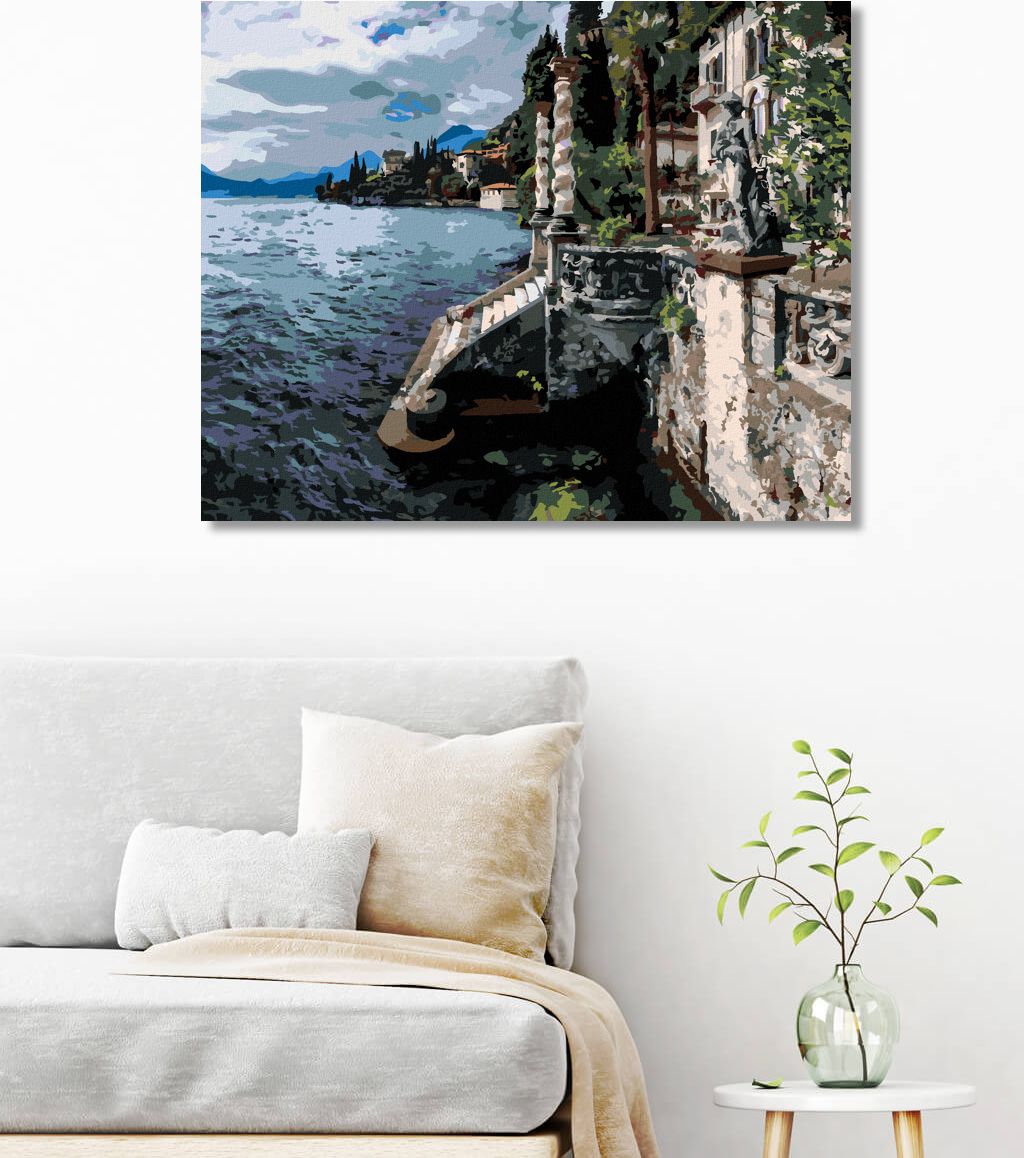 zuty Malování podle čísel - VILA U MOŘE, ITÁLIE (TED DAVIS) - Rozměr: 40x50 cm, Rámování: Varianta: bez rámu a bez vypnutí plátna - obrázek 6