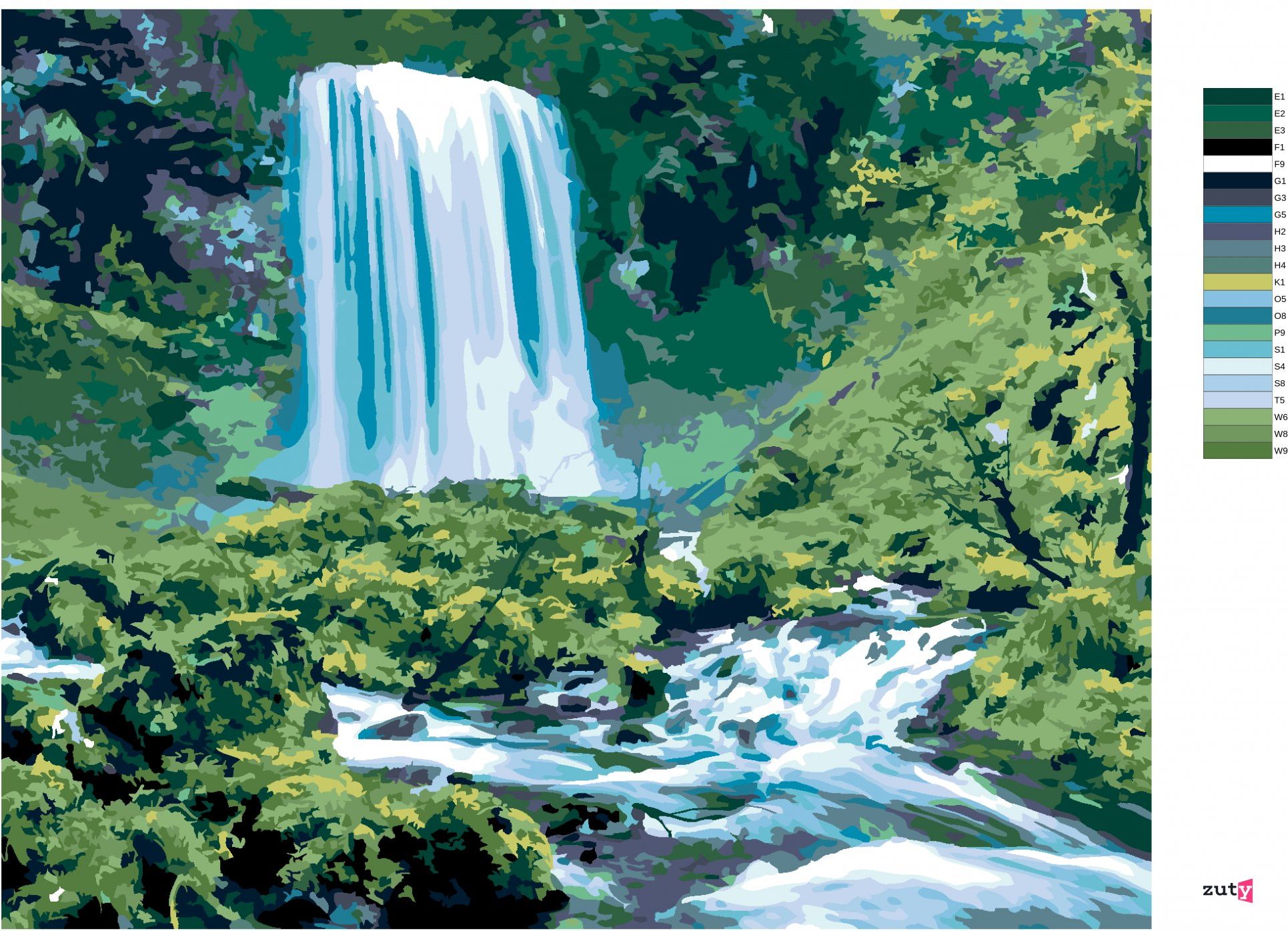 zuty Malování podle čísel - VODOPÁDY A DIVOKÁ PŘÍRODA (TED DAVIS) - Rozměr: 40x50 cm, Rámování: Varianta: bez rámu a bez vypnutí plátna - obrázek 4