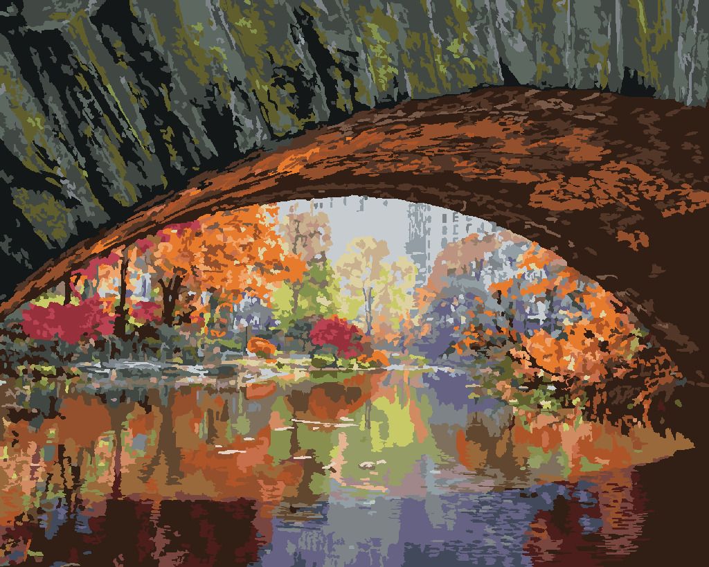zuty Malování podle čísel - PODZIMNÍ STROMY A MOST (TED DAVIS) - Rozměr: 40x50 cm, Rámování: Varianta: vypnuté plátno na rám - obrázek 4