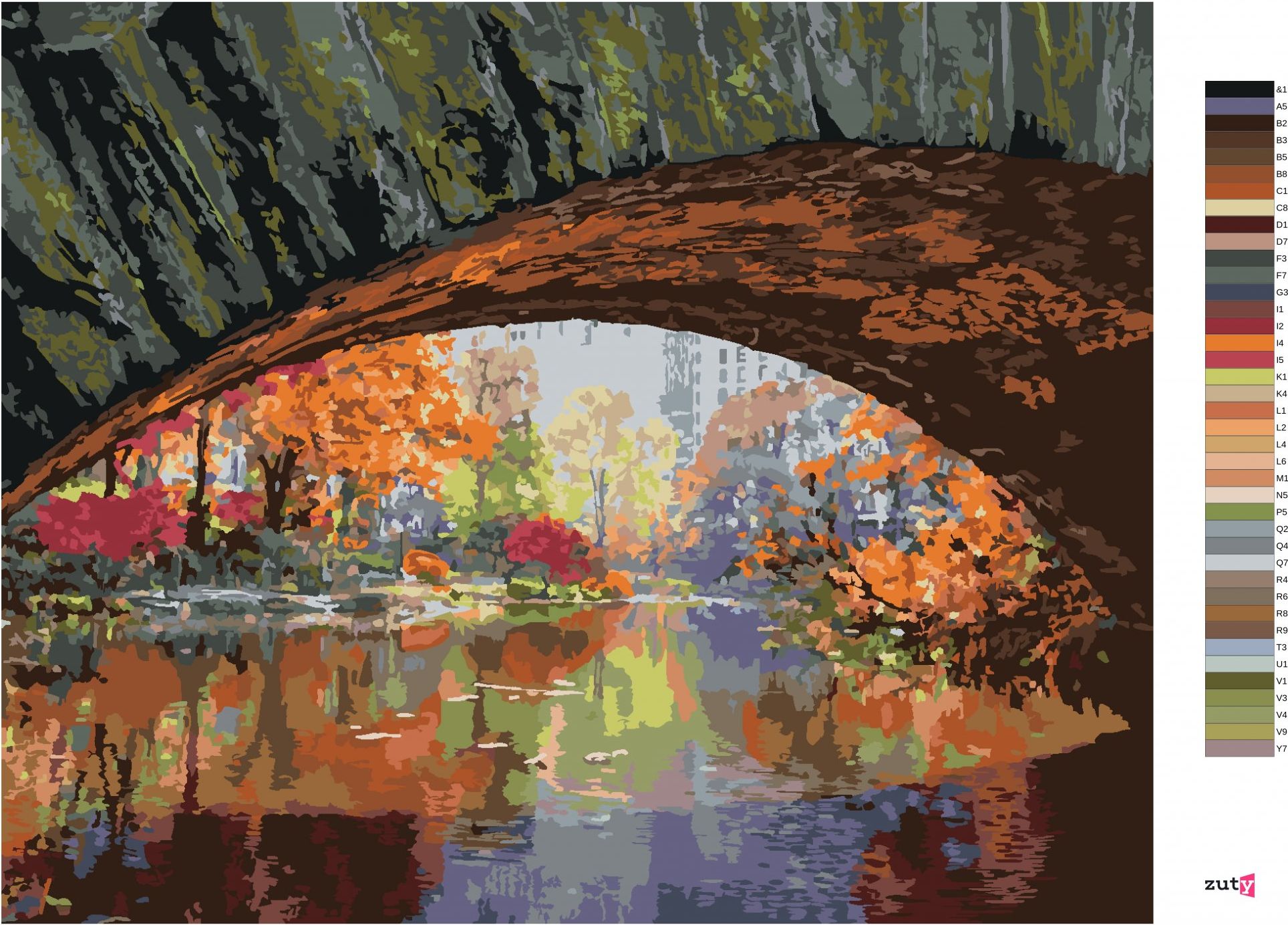 zuty Malování podle čísel - PODZIMNÍ STROMY A MOST (TED DAVIS) - Rozměr: 40x50 cm, Rámování: Varianta: vypnuté plátno na rám - obrázek 9
