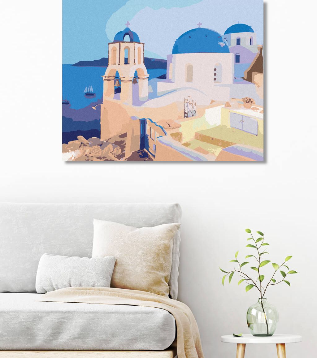 zuty Malování podle čísel - SANTORINI, ŘECKO (TED DAVIS) - Rozměr: 40x50 cm, Rámování: Varianta: vypnuté plátno na rám - obrázek 8
