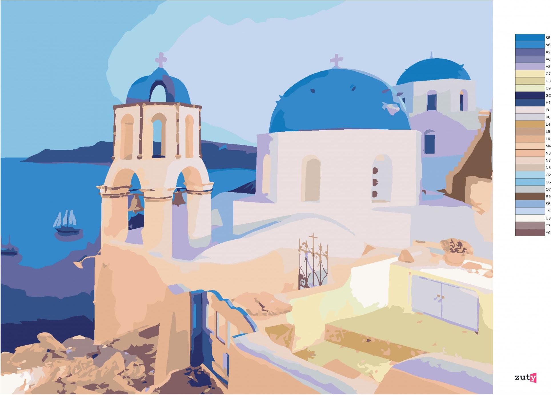zuty Malování podle čísel - SANTORINI, ŘECKO (TED DAVIS) - Rozměr: 40x50 cm, Rámování: Varianta: vypnuté plátno na rám - obrázek 10
