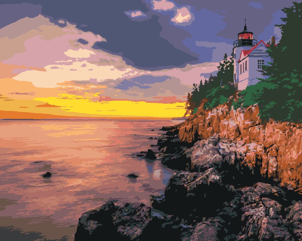 zuty Malování podle čísel - MAJÁK NA ÚTESU A ZÁPAD SLUNCE, USA (TED DAVIS) - Rozměr: 40x50 cm, Rámování: Varianta: vypnuté plátno na rám - obrázek 10
