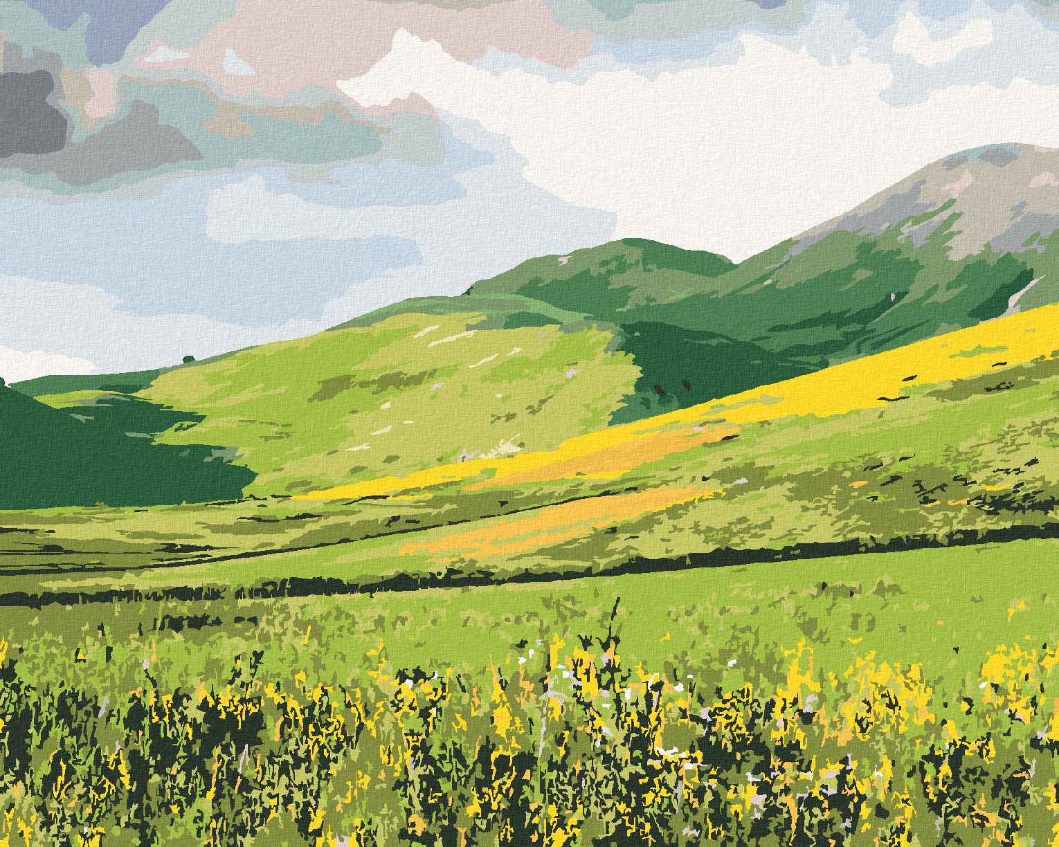 zuty Malování podle čísel - LOUKA A HORY (TED DAVIS) - Rozměr: 40x50 cm, Rámování: Varianta: bez rámu a bez vypnutí plátna - obrázek 1