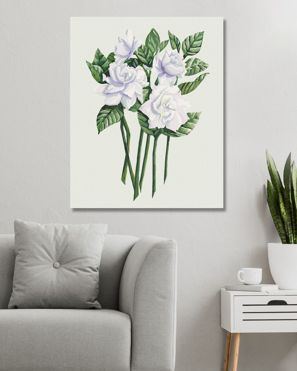 zuty Malování podle čísel - BÍLÉ KVĚTY GARDÉNIE (ALEXANDRIA GILBERT) - Rozměr: 40x50 cm, Rámování: Varianta: vypnuté plátno na rám - obrázek 5