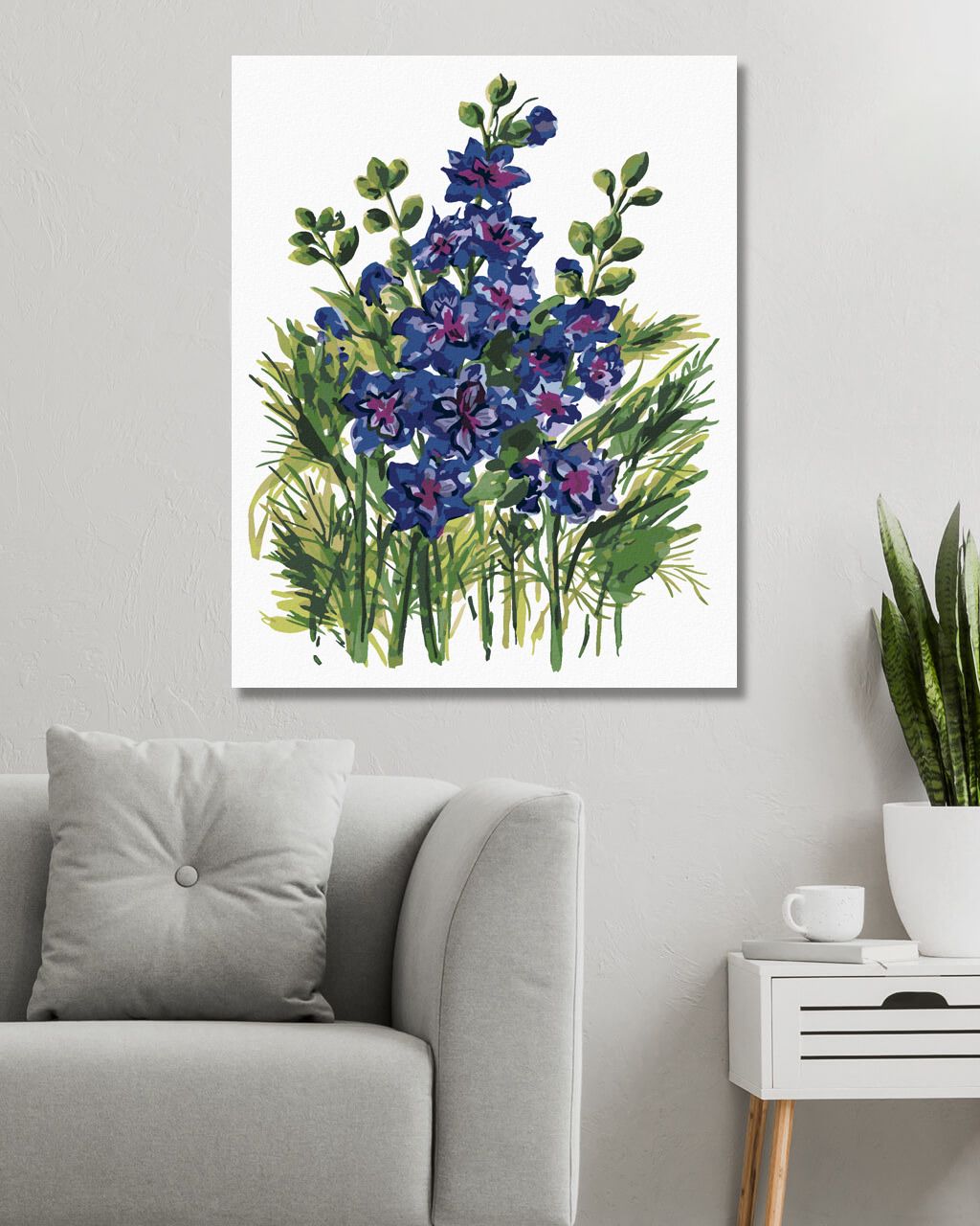 zuty Malování podle čísel - MODRÉ KVĚTY STRAČKY (ALEXANDRIA GILBERT) - Rozměr: 40x50 cm, Rámování: Varianta: vypnuté plátno na rám - obrázek 5