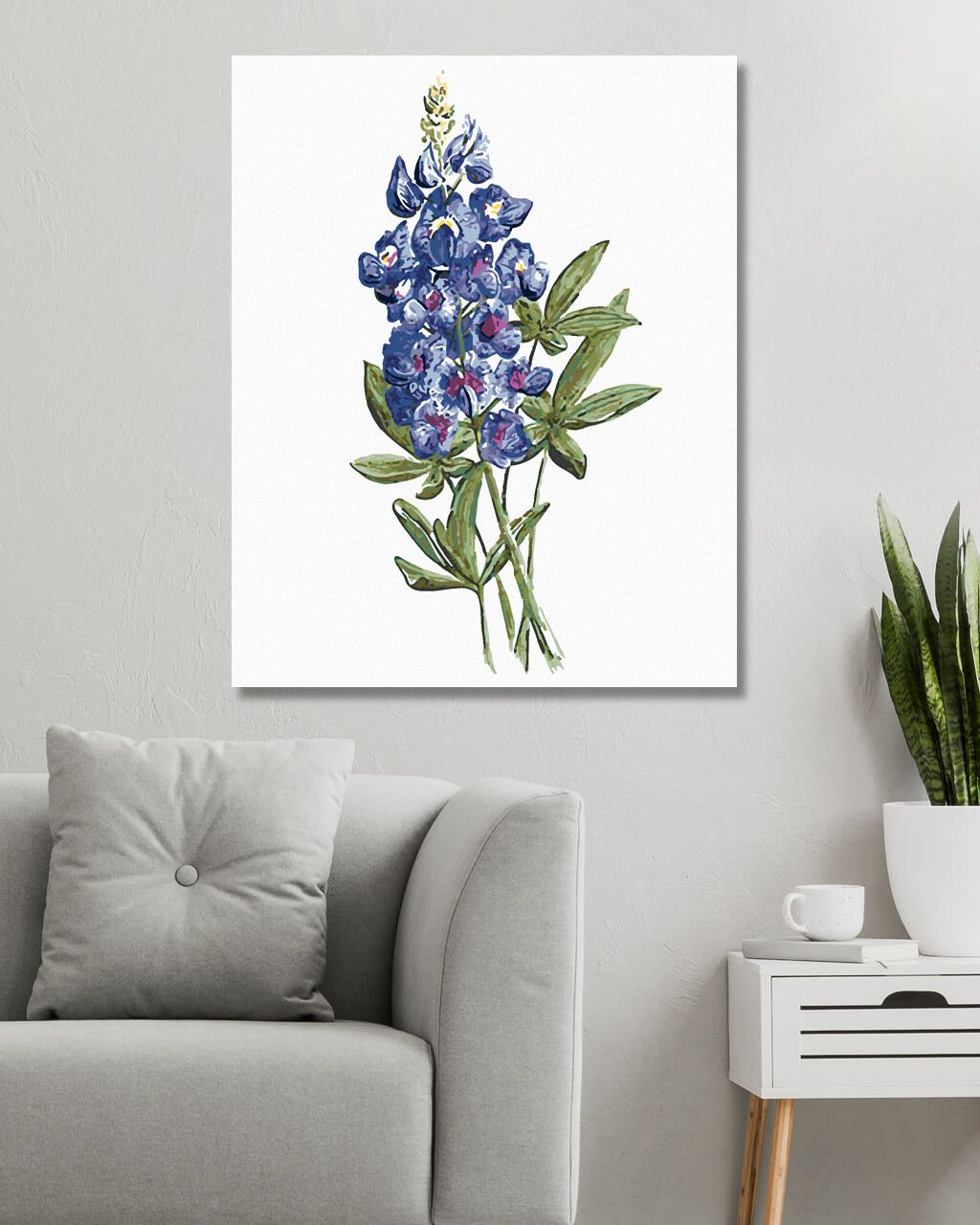 zuty Malování podle čísel - MODŘE KVETOUCÍ VLČÍ BOB (ALEXANDRIA GILBERT) - Rozměr: 40x50 cm, Rámování: Varianta: bez rámu a bez vypnutí plátna - obrázek 7