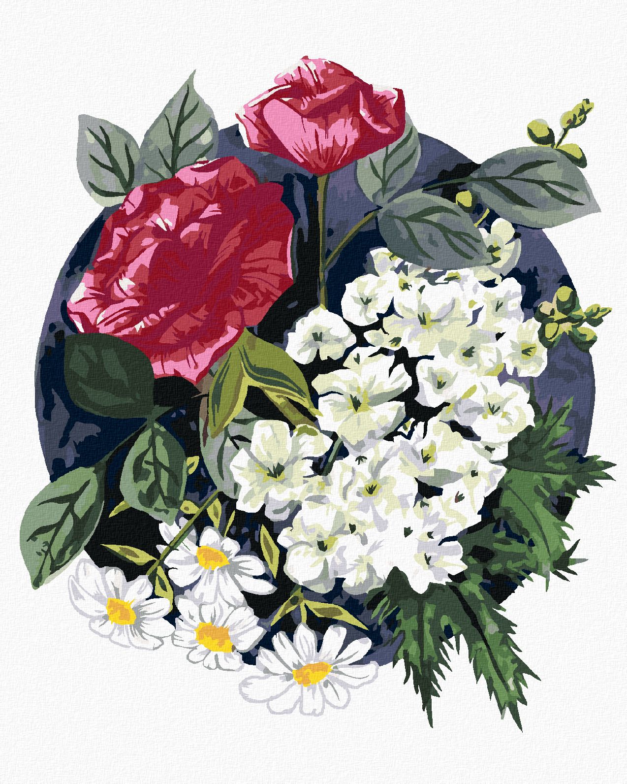 zuty Malování podle čísel - RŮŽE A KOPRETINY (ALEXANDRIA GILBERT) - Rozměr: 40x50 cm, Rámování: Varianta: bez rámu a bez vypnutí plátna - obrázek 1