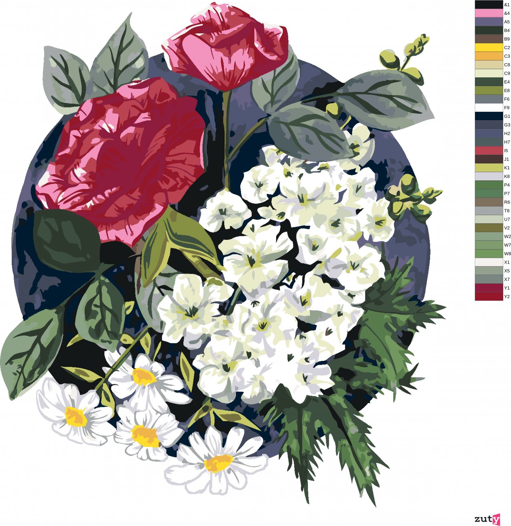zuty Malování podle čísel - RŮŽE A KOPRETINY (ALEXANDRIA GILBERT) - Rozměr: 40x50 cm, Rámování: Varianta: vypnuté plátno na rám - obrázek 5