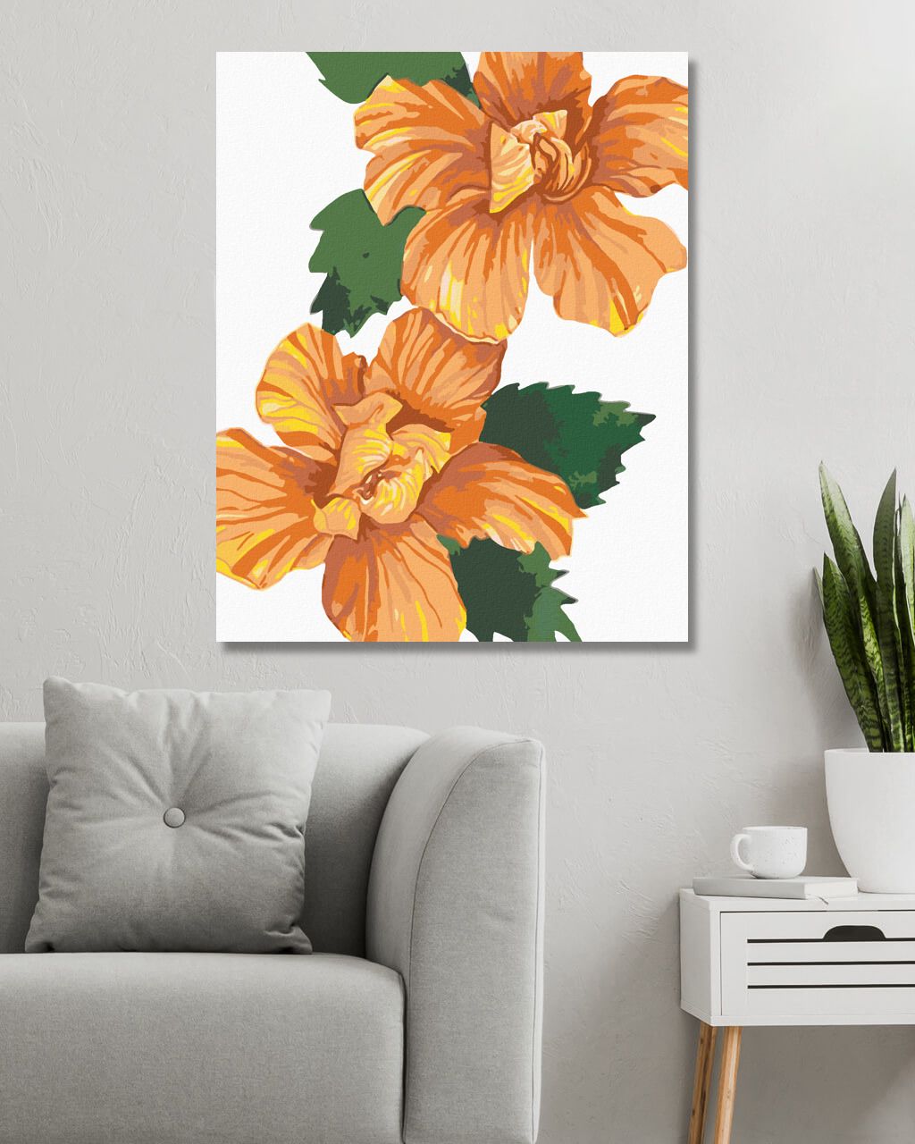 zuty Malování podle čísel - ORANŽOVÉ KVĚTY IBIŠEK (ALEXANDRIA GILBERT) - Rozměr: 40x50 cm, Rámování: Varianta: bez rámu a bez vypnutí plátna - obrázek 8