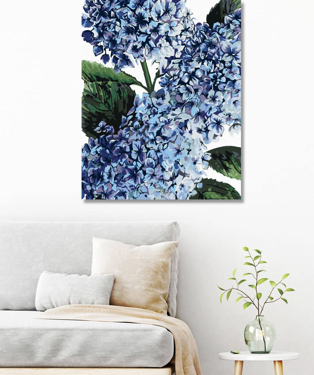 zuty Malování podle čísel - HORTENZIE S MODRÝMI KVĚTY (ALEXANDRIA GILBERT) - Rozměr: 40x50 cm, Rámování: Varianta: vypnuté plátno na rám - obrázek 7