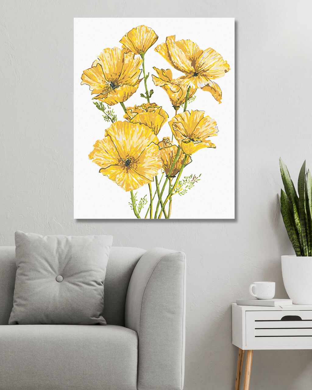 zuty Malování podle čísel - ŽLUTÉ VLČÍ MÁKY (ALEXANDRIA GILBERT) - Rozměr: 40x50 cm, Rámování: Varianta: bez rámu a bez vypnutí plátna - obrázek 4