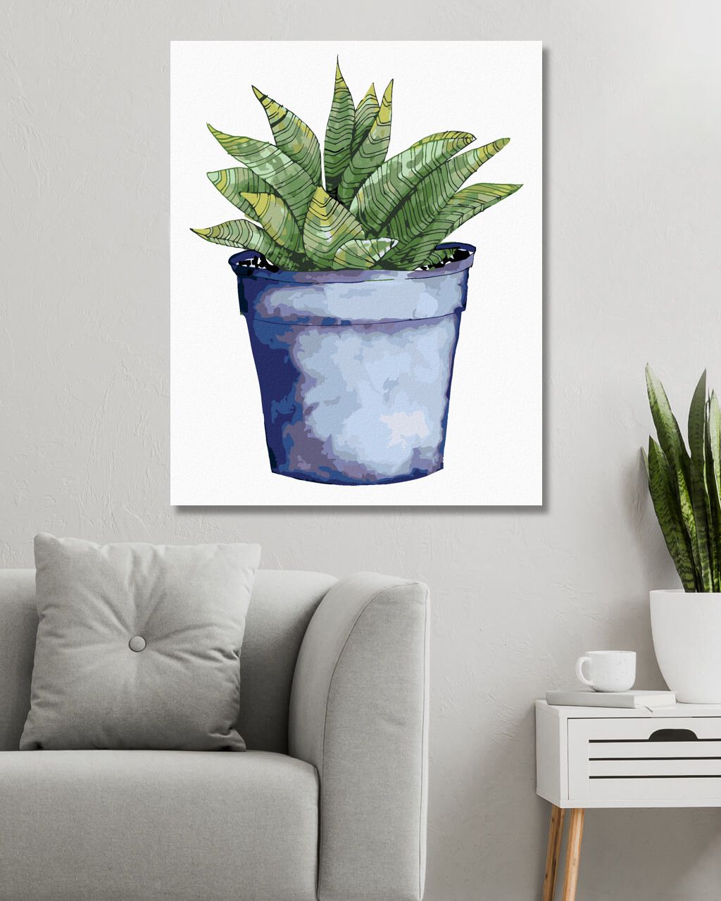 zuty Malování podle čísel - SUKULENT V MODRÉM KVĚTINÁČI (ALEXANDRIA GILBERT) - Rozměr: 40x50 cm, Rámování: Varianta: vypnuté plátno na rám - obrázek 4