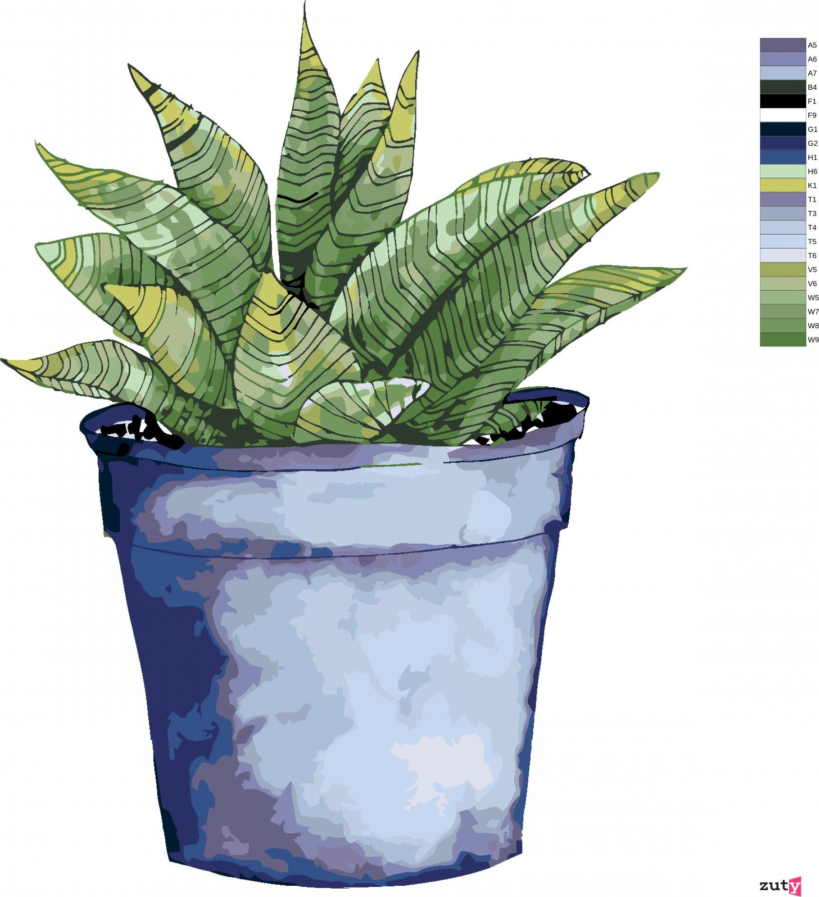 zuty Malování podle čísel - SUKULENT V MODRÉM KVĚTINÁČI (ALEXANDRIA GILBERT) - Rozměr: 40x50 cm, Rámování: Varianta: vypnuté plátno na rám - obrázek 9