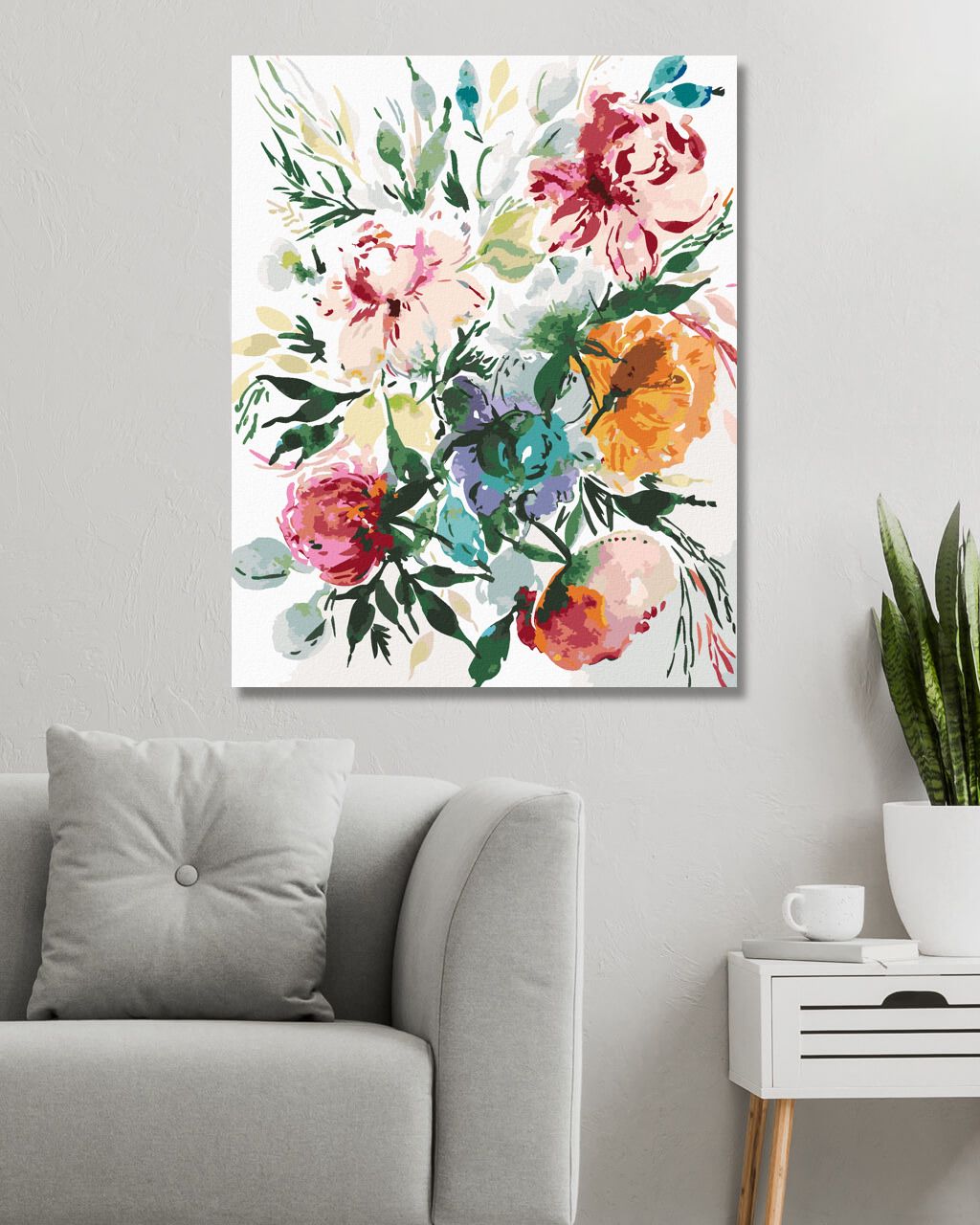 zuty Malování podle čísel - RŮZNOBAREVNÉ KVĚTY MEZI LISTY (ALEXANDRIA GILBERT) - Rozměr: 40x50 cm, Rámování: Varianta: bez rámu a bez vypnutí plátna - obrázek 4