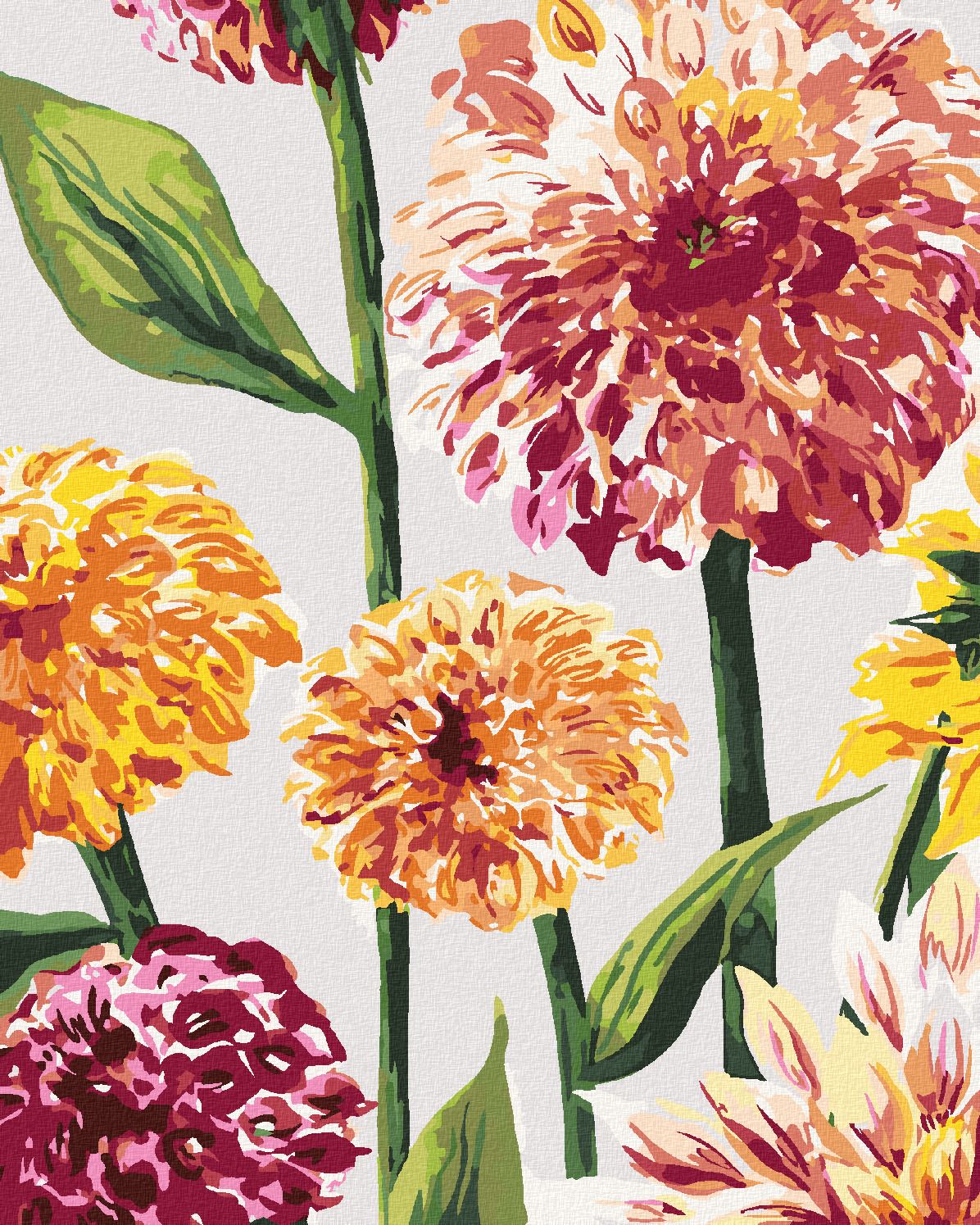 zuty Malování podle čísel - RŮŽOVÉ A ORANŽOVÉ KVĚTY (ALEXANDRIA GILBERT) - Rozměr: 40x50 cm, Rámování: Varianta: bez rámu a bez vypnutí plátna - obrázek 1