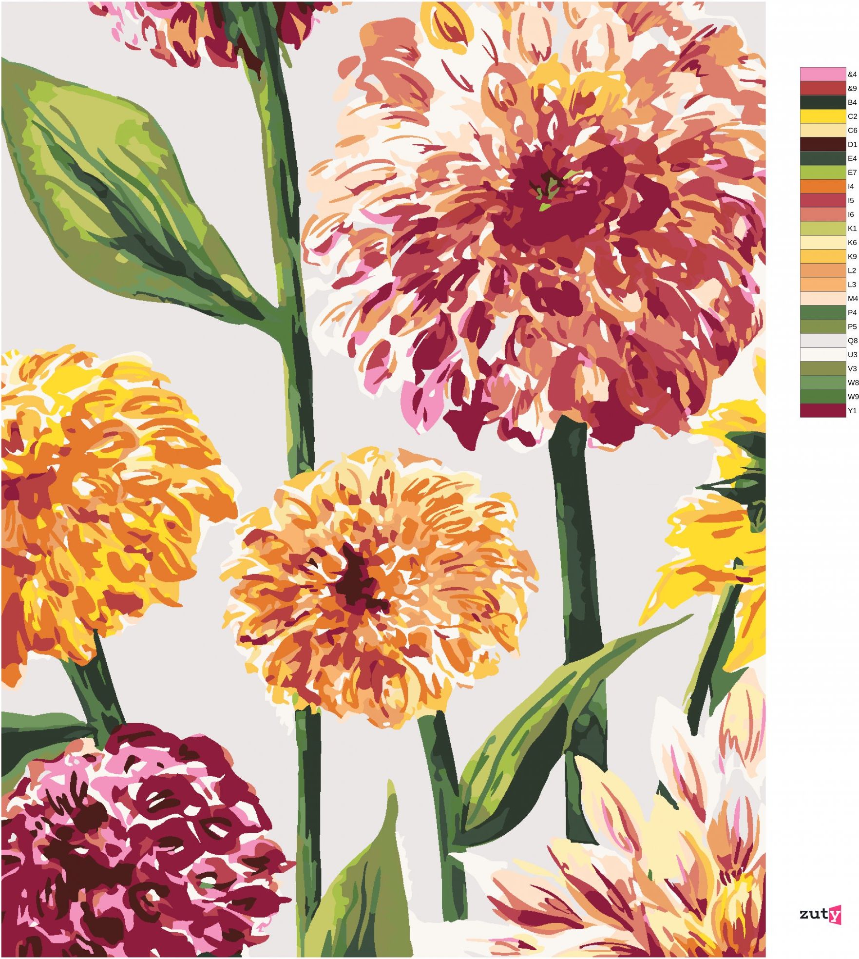 zuty Malování podle čísel - RŮŽOVÉ A ORANŽOVÉ KVĚTY (ALEXANDRIA GILBERT) - Rozměr: 40x50 cm, Rámování: Varianta: bez rámu a bez vypnutí plátna - obrázek 7