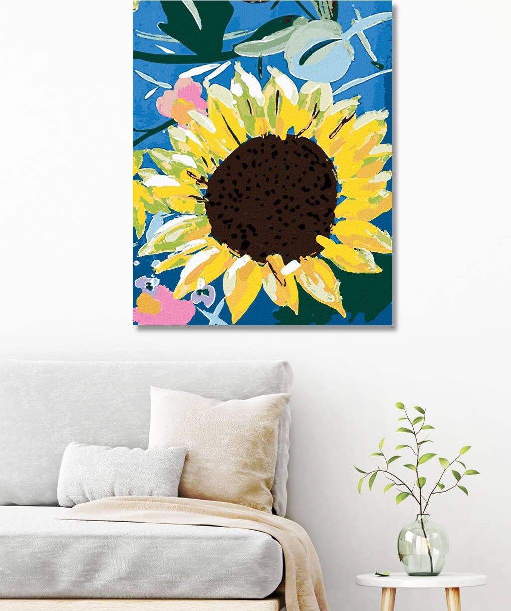 zuty Malování podle čísel - SLUNEČNICE A LISTY (ALEXANDRIA GILBERT) - Rozměr: 40x50 cm, Rámování: Varianta: vypnuté plátno na rám - obrázek 2