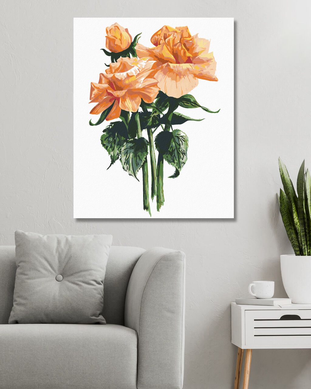 zuty Malování podle čísel - ORANŽOVÉ RŮŽE (ALEXANDRIA GILBERT) - Rozměr: 40x50 cm, Rámování: Varianta: bez rámu a bez vypnutí plátna - obrázek 3