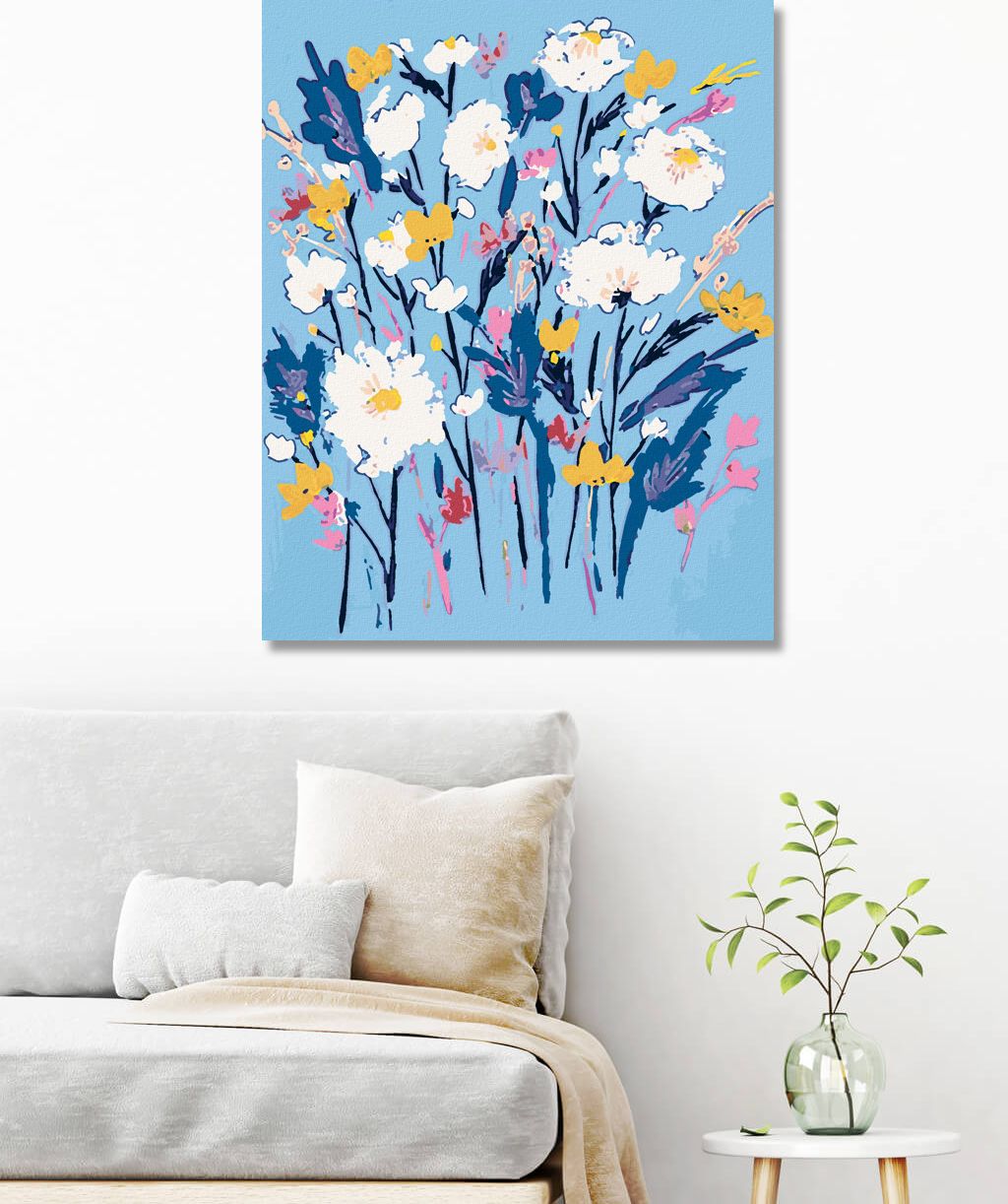 zuty Malování podle čísel - DIVOKÉ KVÍTÍ S BÍLÝMI KVĚTY (ALEXANDRIA GILBERT) - Rozměr: 40x50 cm, Rámování: Varianta: vypnuté plátno na rám - obrázek 3